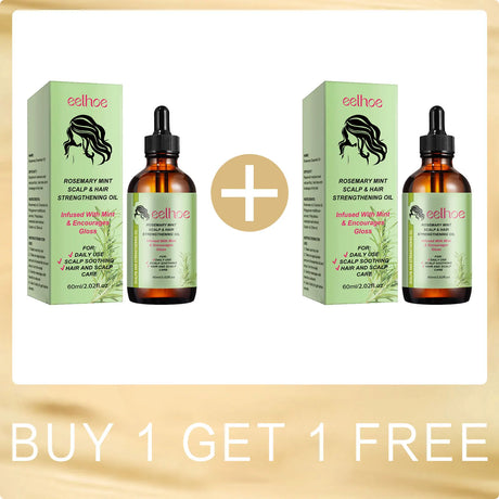 EELHOE Natural Rosemary Hair Growth Essential Oil Dandruff Treatment for Scalp Professional Hair Care Anti Hair Loss Serum 60ml