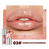 Qibest 8 Colors Moisturizing Diamond Shimmer Glitter Lip Gloss Makeup Sparkling Glitter Liquid Lipstick Pearl Lipgloss Tint