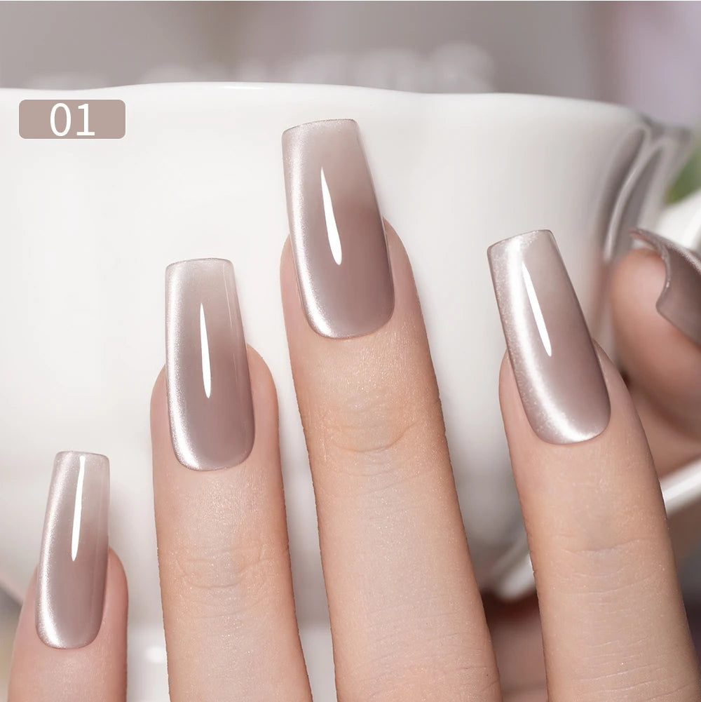 PUENTE 7.5ML Nude Shade Moonlight Cat Magnetic Gel Nail Polish Ultra-Bright Cat Eye Soak Off UV Semi-Permanent Varnish Manicure