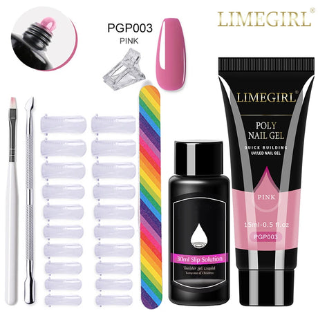 Limegirl Poly Nail UV Gel Set for Nails Quick Extension Building Soak Off UV Polys Nail Gel Kit Manicure Art  Decoration Tools
