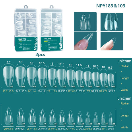 Nailpop 120pcs/box Gel X Nail Tips Medium Short Shape Almond/Square/Soft Gel Nail Tips False Nails Soak Off Easy Nail Extensions