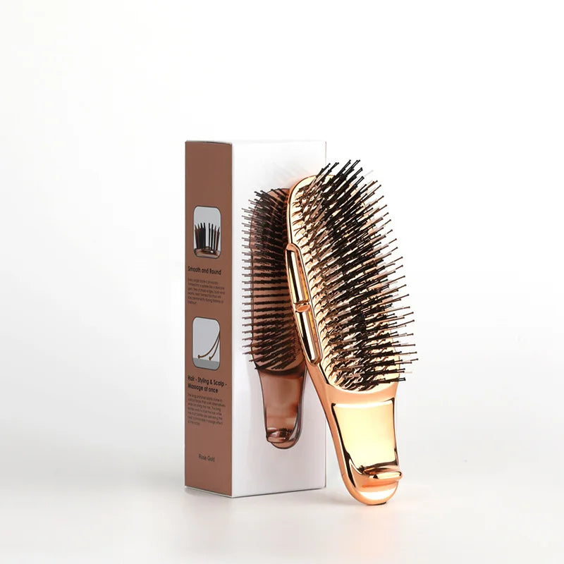 Japanese Premium Head Massager Scalp Brush Hair Massager Shampoo Brush Wet Plastic Detangling Brush Hair Cleaning Comb Rose Gold