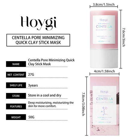 Centella Clay Stick Mask Pore Minimizing Quick Moisturizing Soothing Facial Brightening Face Mask Skin Care 27g