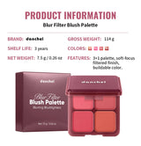 4 Shades Blush Palette Matte & Shimmer Two Textures Rich Pigment Long-wear Soft Blur Finishing Compact Blush Daily Cheek Makeup