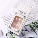 24Pcs Short Square Pink Floral French Press On Nails Clear Base Hand Drawn Flower Reusable With Adhesive Glue For Women Daily Party DIY Spring Summer Manicure Supply