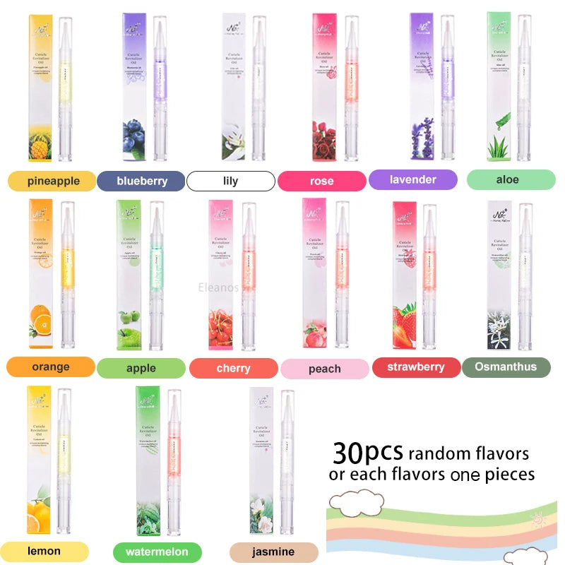 30pcs Cuticle Oil Nail Care Nutrition Oil Pen Nails Repair Hand Cuticle Manicure Treatment Nail Strengthening Care Product Set