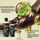Rosemary Hydrolyzed Keratin Shampoo and Conditioner Set for Damaged Hair, Nourishing Hair Care for Soft, Smooth, Strong Hair