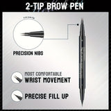Waterproof Dual-Tip Liquid Eyebrow Pencil, Available in Light Brown, Brown, Dark Brown, Dark Black, and Black, Multi-Pack, for Natural Eyebrow Makeup, Quick-Drying, Sweat-Proof, Smudge-Proof, with Eyebrow Brush, Dual-Tip Liqu