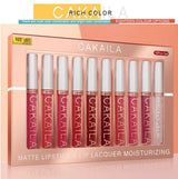 10 Pcs Matte Lipstick Lip Gloss Sets Long-Lasting Non-Fading Waterproof Non-stick Cup Exquisite Gift Everyday Holiday Universal