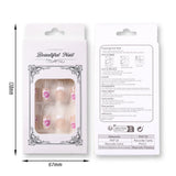 24Pcs Short Square Pink Floral French Press On Nails Clear Base Hand Drawn Flower Reusable With Adhesive Glue For Women Daily Party DIY Spring Summer Manicure Supply