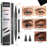 Waterproof Dual-Tip Liquid Eyebrow Pencil, Available in Light Brown, Brown, Dark Brown, Dark Black, and Black, Multi-Pack, for Natural Eyebrow Makeup, Quick-Drying, Sweat-Proof, Smudge-Proof, with Eyebrow Brush, Dual-Tip Liqu