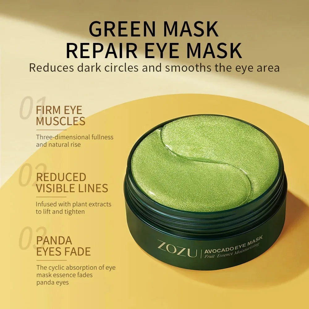 60pcs/120pcs Avocado Golden Collagen Eye Mask Anti Dark Circles Removal Eye Bags Moisturizing Firming Eye Patches Skin Care