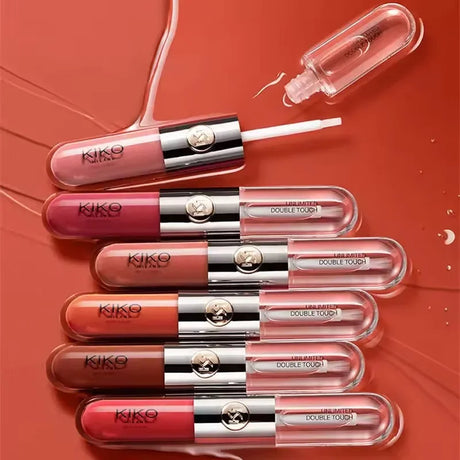 New Kiko Double Headed Lipstick Transparent Mirror Lip Gloss Non Fading Oil Sexy Rich Lip Gloss Milk Tea Bean Paste Naked Makeup