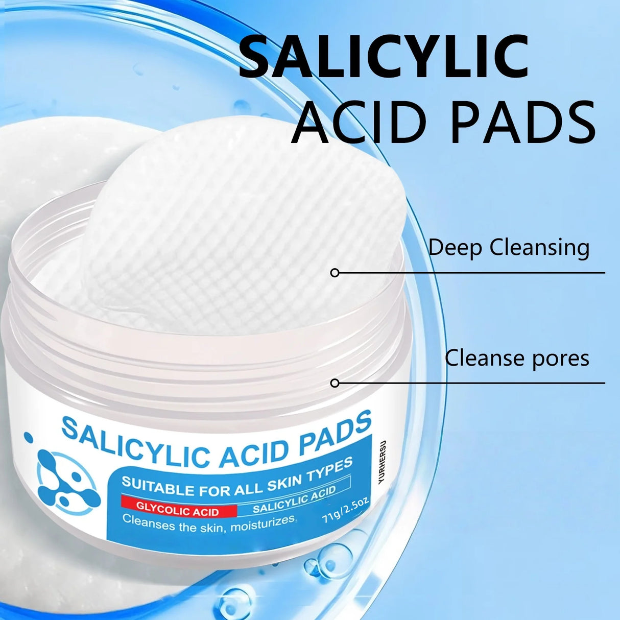Disposable Salicylic Acid Facial Cleansing Cotton Pads Double Sided Exfoliating Wipes Oil Balancing Skin Care Pads Lightweight Portable Face Cleanser Sheets For Daily Morning Night Skincare