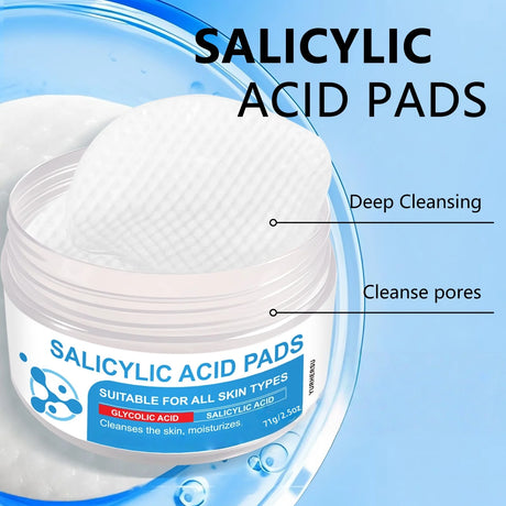Disposable Salicylic Acid Facial Cleansing Cotton Pads Double Sided Exfoliating Wipes Oil Balancing Skin Care Pads Lightweight Portable Face Cleanser Sheets For Daily Morning Night Skincare