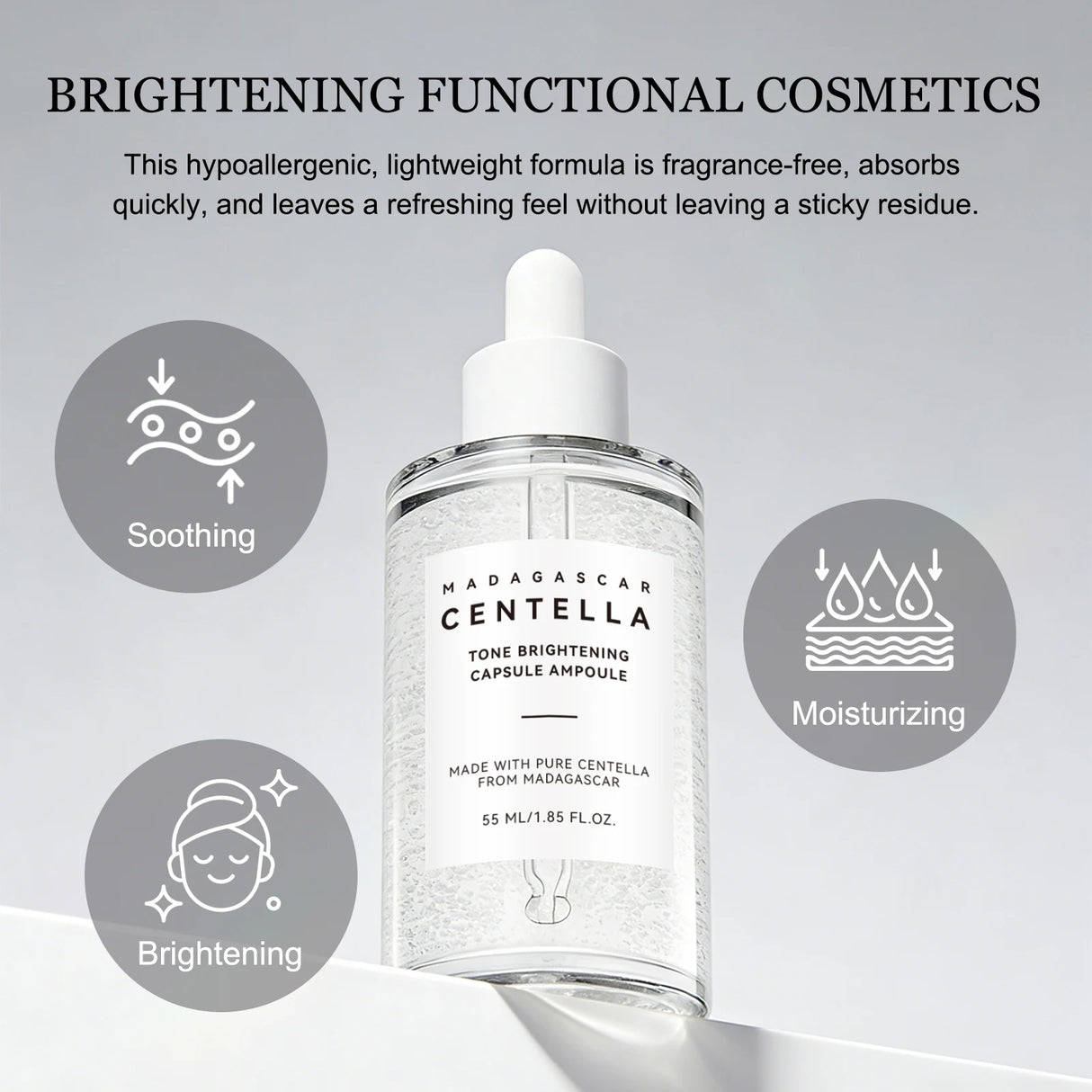 Skin Tone Perfector Brightening Ampoule 55ml - Centella & Niacinamide Serum Hydrates, Soothes & Enhances Radiance.