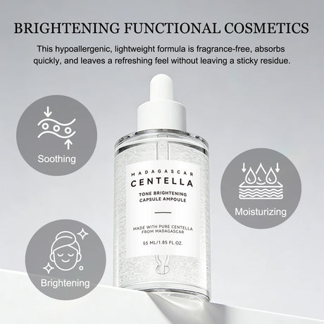 Skin Tone Perfector Brightening Ampoule 55ml - Centella & Niacinamide Serum Hydrates, Soothes & Enhances Radiance.