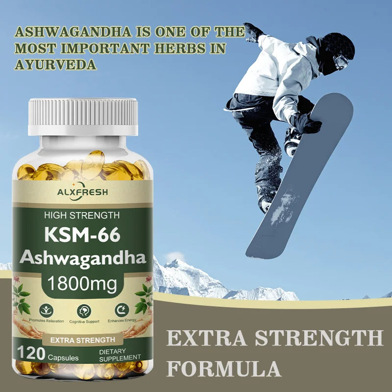 Ashwagandha Capsules Support Antioxidant Lipid-lowering Stress-relief Improve Sleep Enhance Immunity Increase Energy and Focus