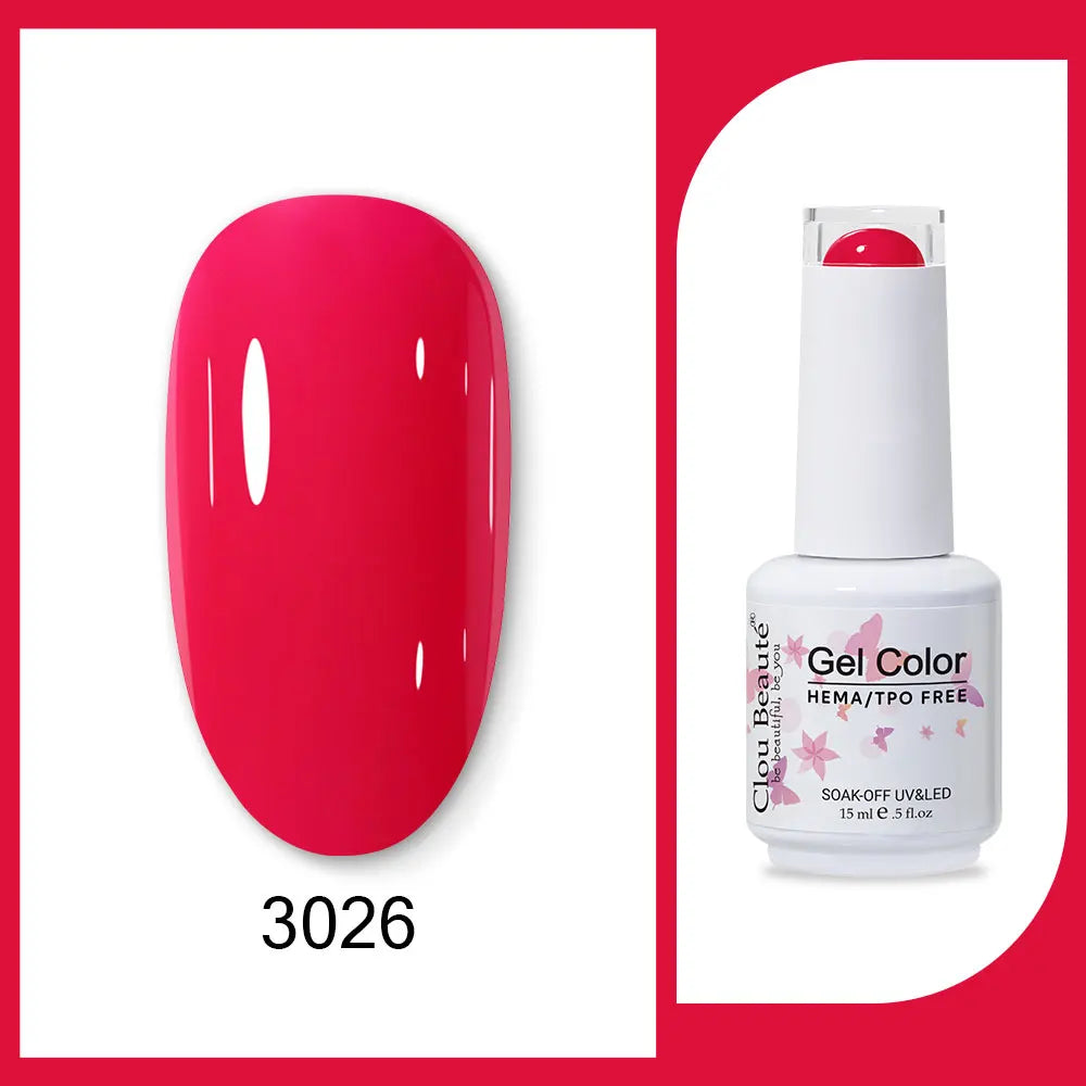 Clou Beaute Gel Color Hema TPO Free 15ml Gel Nail Varnish Soak Off UV Gel Polish Nail Art Manicure Lacquer Nail Art Jelly Gel