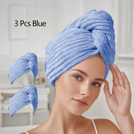 1/3/4 Pcs Quick-Drying Microfiber Hair Drying Cap Absorbent Soft Anti-Frizz Hair Towel Wrap for Women Home Bathroom Daily Use