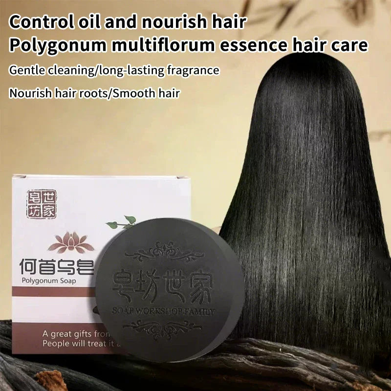 Hair Shampoo Soap Polygonum Multiflorum Black Soap Hair Care Nourishing Anti Dandruff Essential Oil Soap Moisturizing