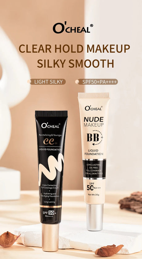 Ocheal 30g BB/CC sunscreen Cream SPF 50/PA+++ Facial Liquid Foundation Cream Long Lasting Coverage Oil Free All Skin Makeup