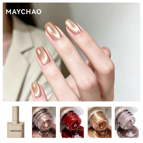 MAYCHAO Cat Eye Magnetic Gel Nail Polish Glitter Effect Semi Permanent Soak Off UV Gel Varnish Manicure For Nail Art