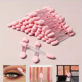 50Pcs Eye Disposable Eye Shadow Stick Double-Head Double-Sided Eye Makeup Applicator Short Sponge Eye Shadow Applicator