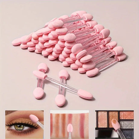 50Pcs Eye Disposable Eye Shadow Stick Double-Head Double-Sided Eye Makeup Applicator Short Sponge Eye Shadow Applicator