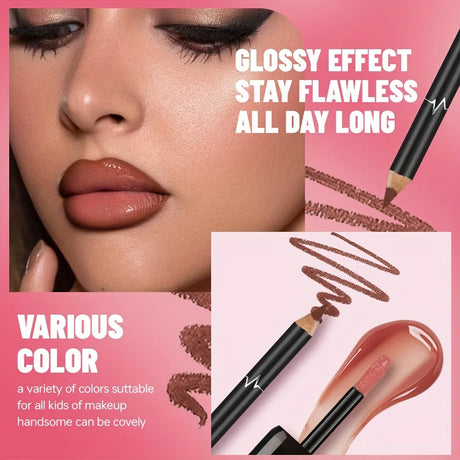 Gradient Lips Set, Lip Liner + Glass Lip Gloss, Mirror Shine Finish, Smooth Blend, Nude Shades, Long-Lasting
