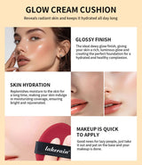Dewy Glow Cream Cushion Foundation Hydrating 24H Long Lasting Moisturizer Natural Light Coverage Radiant Skin Finish Daily Portable Face Makeup Cosmetic