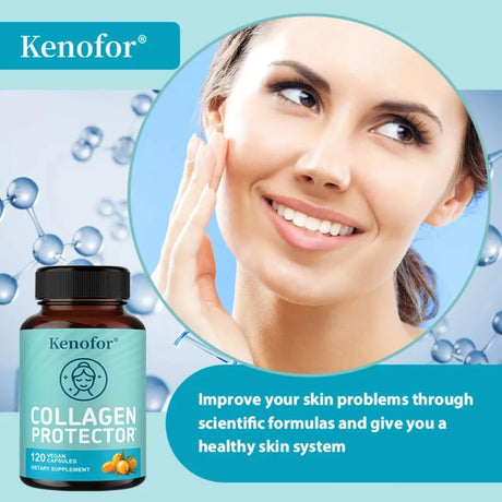 Vegan Collagen Capsules, with 500mg Sea Buckthorn, Promote Healthy Skin Hair Nails and Digestive System