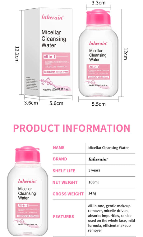 100ml Garnier Micellar Water Hydrating Facial Cleanser Deep  Makeup Remover Cleaning Water Refresh Hydrate Cleansing Skin