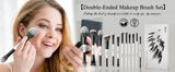 BEILI Dual-ended Makeup Brush Set Professional 12 Pcs Vegan Contour Foundation Powder Eyebrow Bronzer Brushes Cosmetics Kit