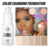QIC 30ML Foundation Color Changing Makeup Base Nude Face Full Cover Matte Concealer Long Lasting Make Up Liquid Foundation Cream