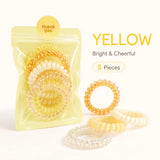 1 Pack 5 Pcs Pink Spiral Hair Ties for Women and Girls, Coil Ponytail Holders in Gift Pouch, Soft Stretch Hair Accessories for Daily Wear
