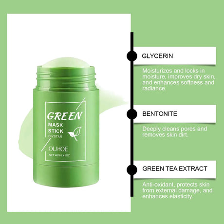 Alaska Volcano & Green Tea Deep Pore Cleansing Mask Stick Blackhead Remover&Oil Control Exfoliating Clay Mask for All Skin Types