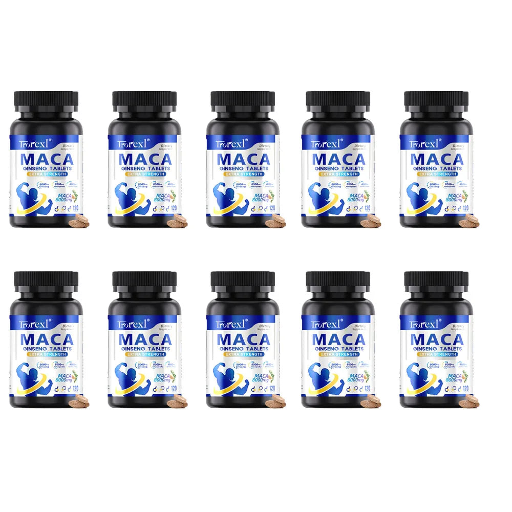 120 Caps MACA Ashwagandha Ginseng Natural Morning Stamina & Boost Flow Enhancer Immune Support | Kosher/Halal Certified