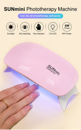 6W Mini Nail Dryer Machine Portable 6 LED UV Manicure Lamp Home Use Nail Lamp For Drying Polish Varnish With USB Cable