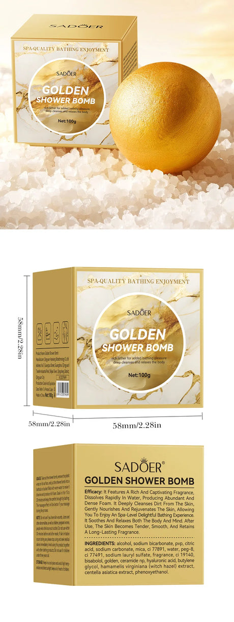 Gold Bath Salt Ball 100g (Sinking Ball) Deep Cleansing Body Bath Salt Ball for Relaxation And Skin Care