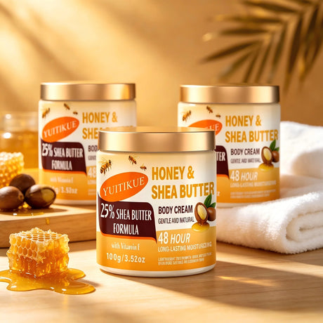 YUITIKUE Honey Shea Butter Body Cream 100g 48H Long Lasting Hydrating Lotion with Vitamin E for Dry Sensitive Skin