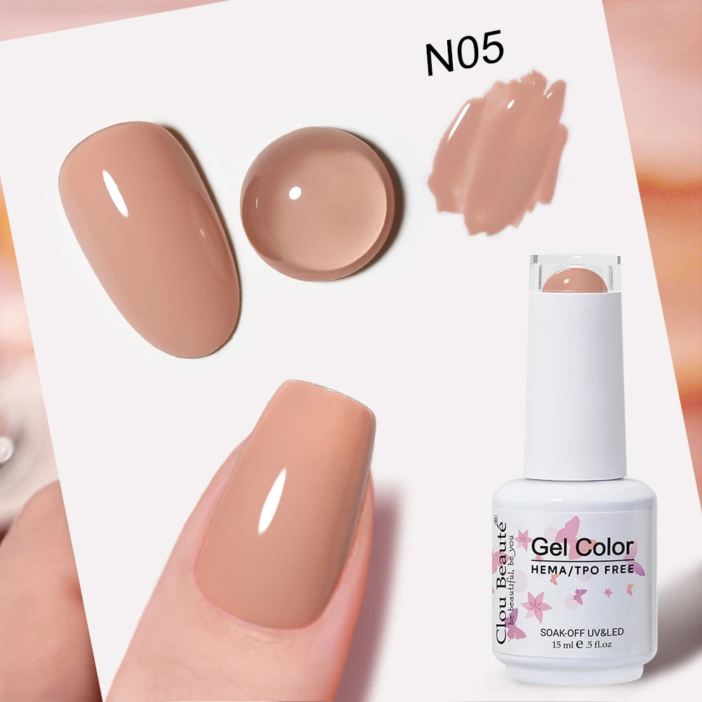 Clou Beaute Grey Color Nail Gel Polish Full Coverage Nail Polish Dark Red Gel Lacquer Varnish Vernis Semi Permanent Nail Art