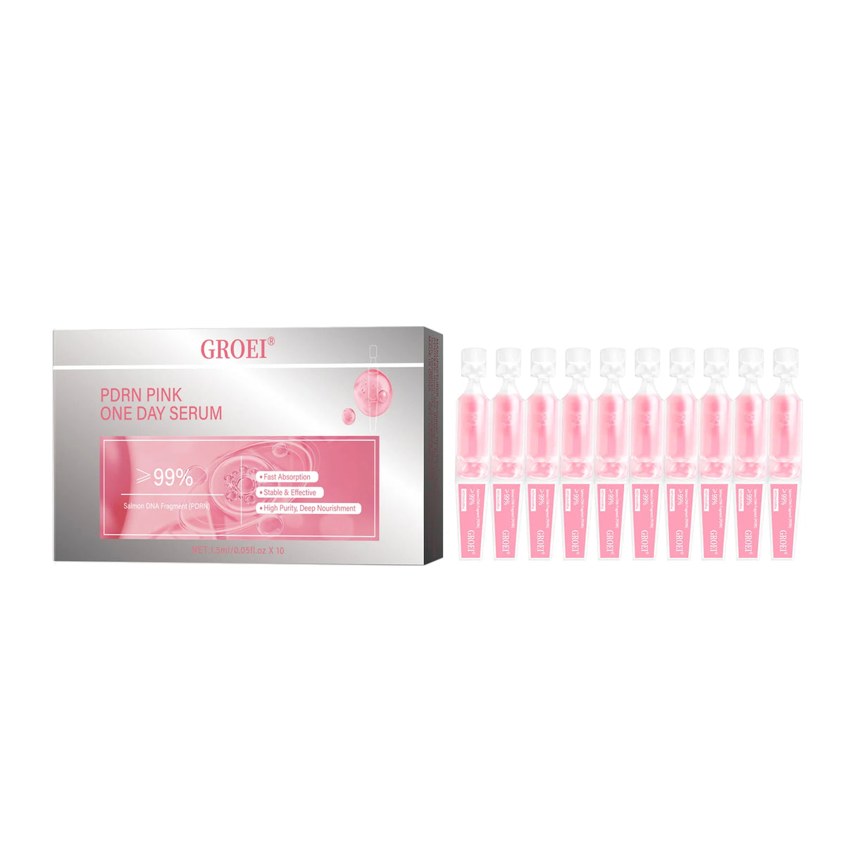 10pcs/Box PDRN Serum Moisturizing Repairs Brightens Reduces Sagging Skin Care Essence Benefits Anti Aging Facial Treatment