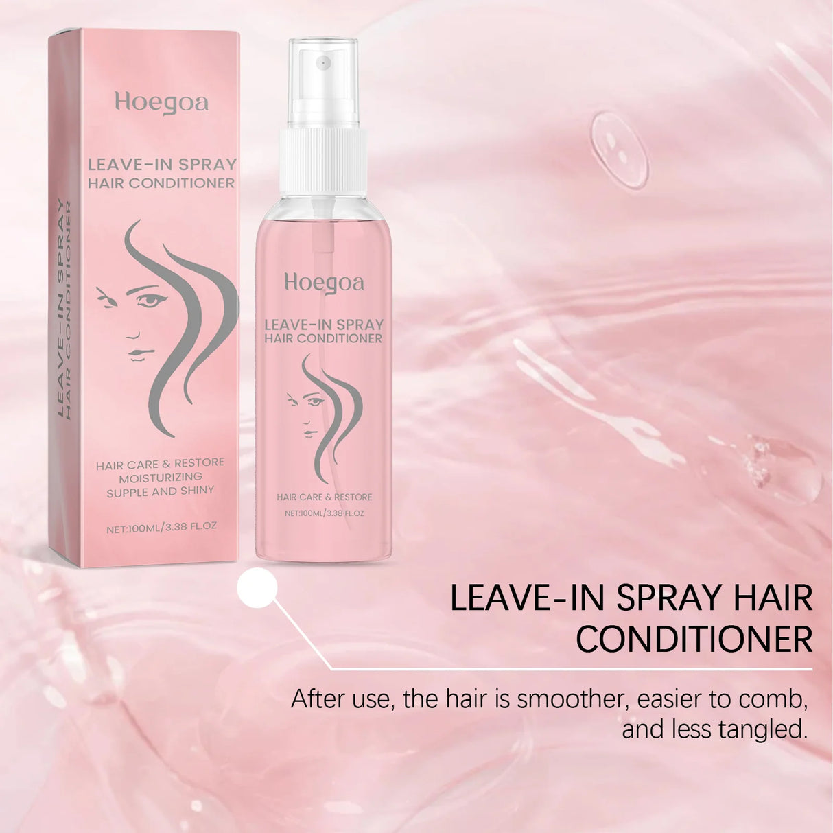 Leave-In Hair Conditioner Care Spray Wash Free Gentle Nourishing Scalp Anti Frizz Split Ends Daily Moisturizing Hair Spray 100ml