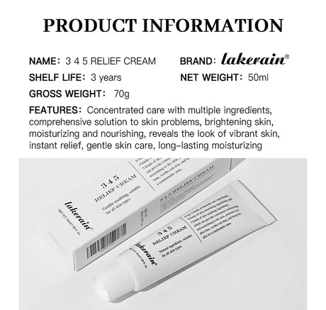 345 Relief Cream Comprehensive solution to skin problems Anti-sugar and antioxidant Brightening skin Improving acne marks Moistu