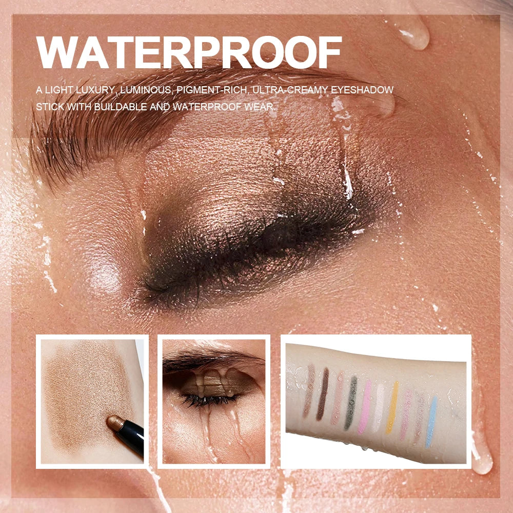 Eyeshadow Liner Sticks Matte & Shimmer Waterproof Metallic Glitter Eye Shadow Highlighter Pencil Eyeshadow Natural Cosmetics