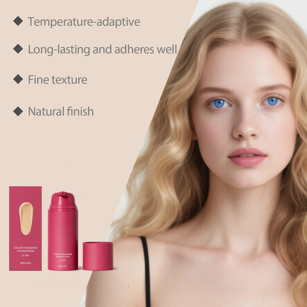 Liquid Foundation SPF 15 Color Changing Concealer Cover Face Blemishes Fine Lines Facial Foundation Natural Beauty Makeup Cream