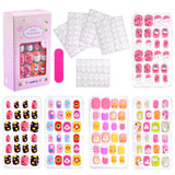 120Pcs Children's Press on Nails Kids Cartoon Acrylic Fake Nails Tips Kawaii Girl Full Cover Short False Nails With Jelly Glue#@
