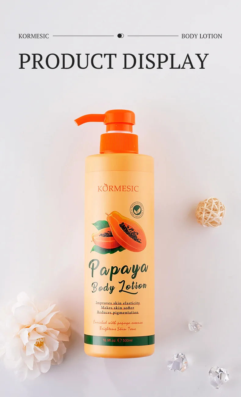 500ML KORMESIC Papaya Body Lotion Cream Moisturising Exfoliating Leg Arm Nourishing Anti Smooth Skin Care