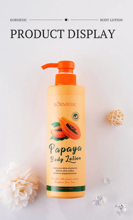 500ML KORMESIC Papaya Body Lotion Cream Moisturising Exfoliating Leg Arm Nourishing Anti Smooth Skin Care